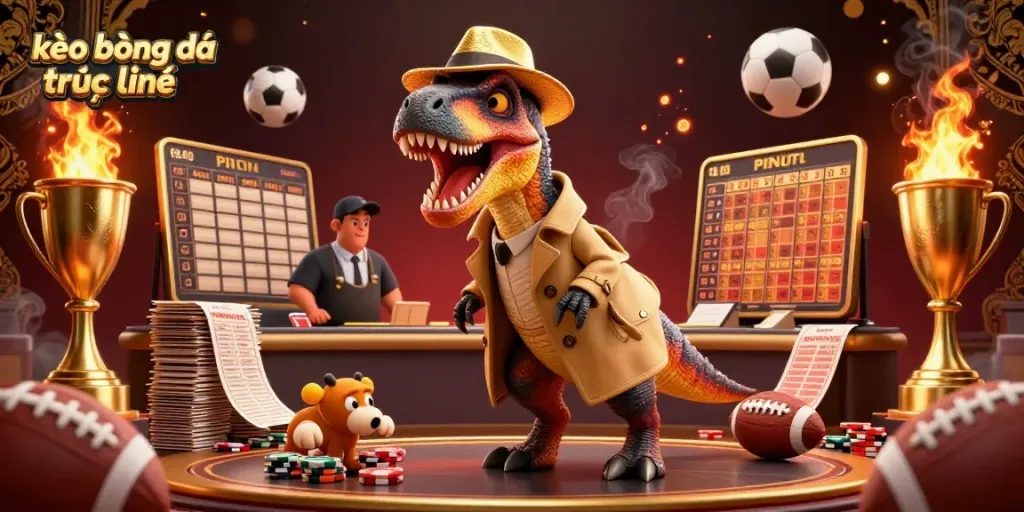 Engage in live betting action with kèo bóng đá trực tuyến at this thrilling 3D scene packed with sports betting elements.