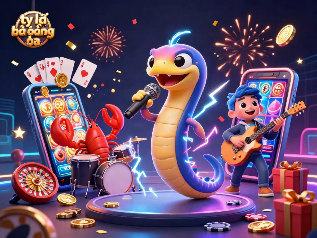 Tỷ lệ bóng đá action scene with electric eel DJ and casino elements creating an immersive gambling experience.